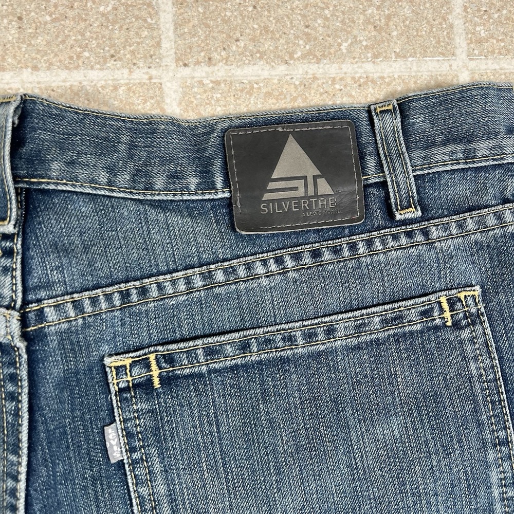 Levis Silvertab Low‎ and Loose Jeans Mens 36x34 Baggy Vintage Y2K Blue Med Wash - Picture 3 of 9
